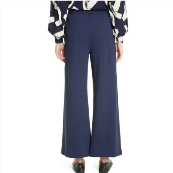 NEW Masai Copenhagen Prisca Ponte Wide Leg Trousers in Navy Blue Blazer XL NWT - Picture 2 of 13